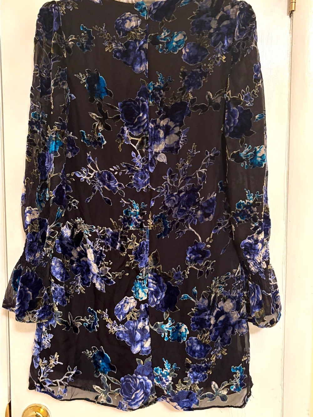 NWT Laundry By Shelli Segal Black Dress with Blue Floral Print - Picture 3 of 10